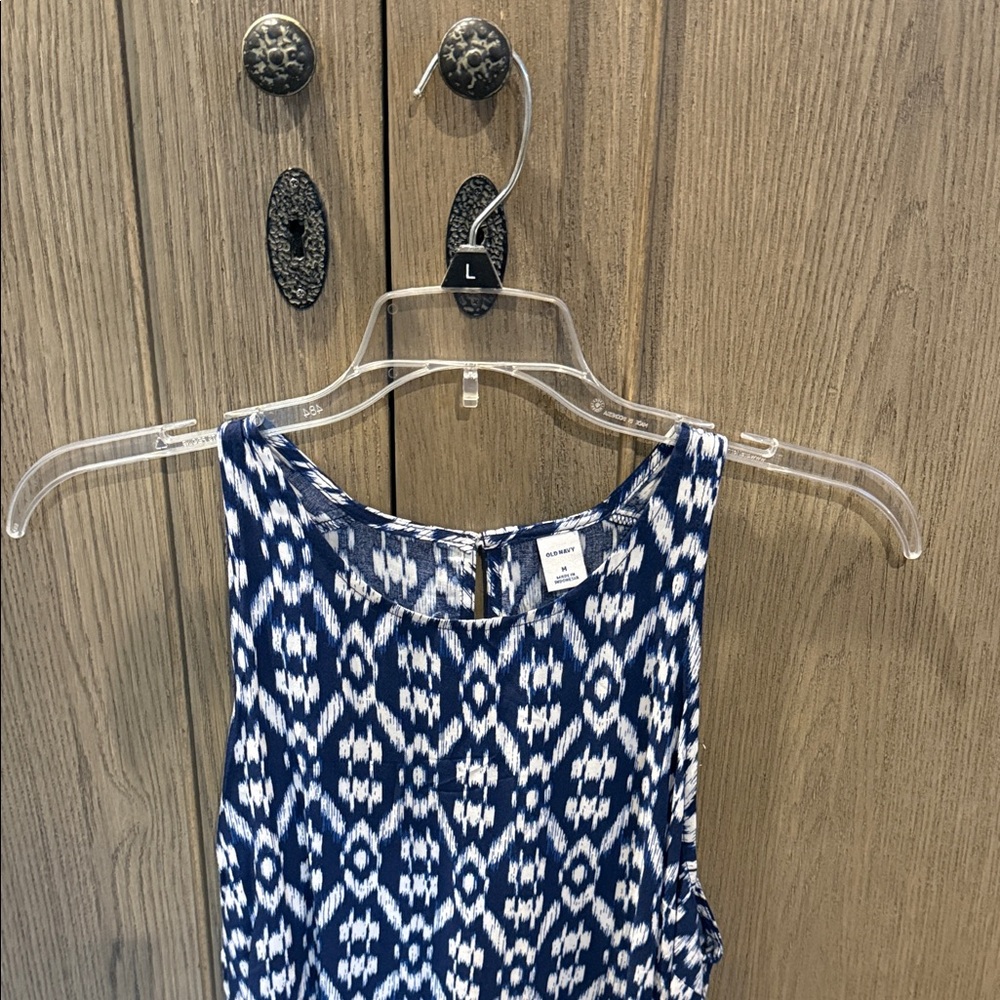 Old Navy Blue and White Sleeveless Women's Blouse